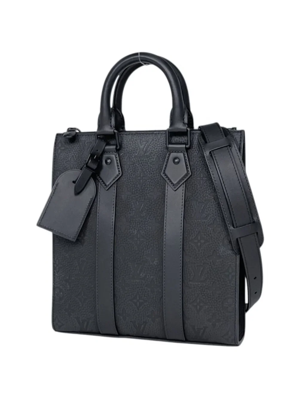 Louis Vuitton Sac Plat Cross Tote 2-Way Shoulder Bag Monogram Taurillon Noir
